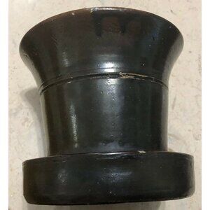 Vintage Planter with attached Saucer Brown Glaze Primitive Pottery